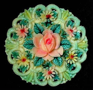 SIGNED Japan Antique ART DECO Celluloid Brooch Pin